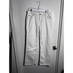 Cabi White Denim Jeans Women's Size 12 Straight Leg Stretch Cotton Style 895-L